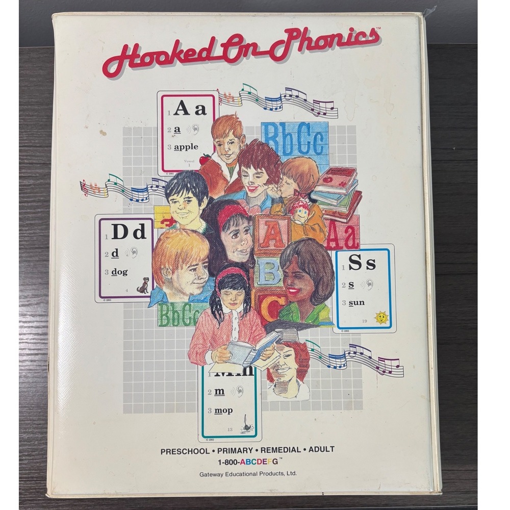 Vintage 1993 Hooked on Phonics Complete Set Cassette Tapes Books Flashcards